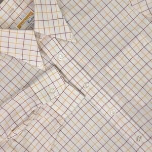 Vintage Andhurst Shirt Mens 15 White Yellow Check Long Sleeve Spear Point Union